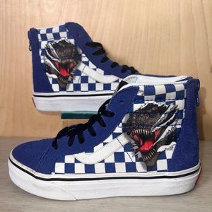 Vans Sk8-Hi Zip Blue/White Checkerboard Dinosaur Youth 1